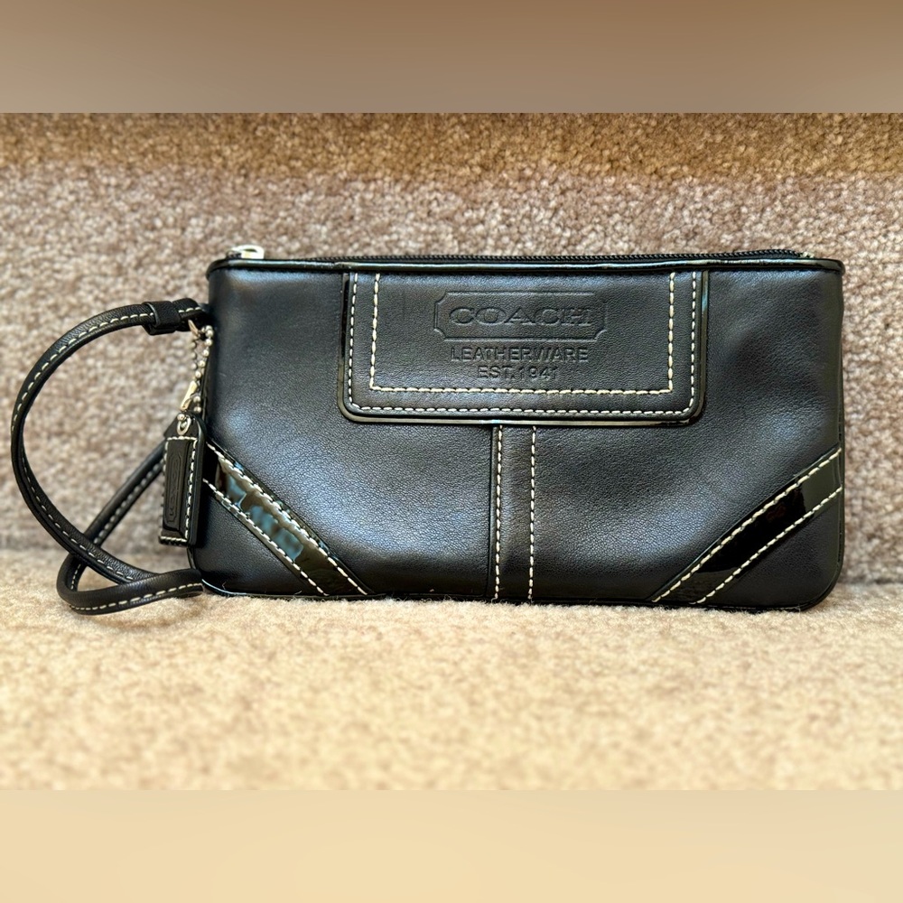 COACH Black Leather Wristlet